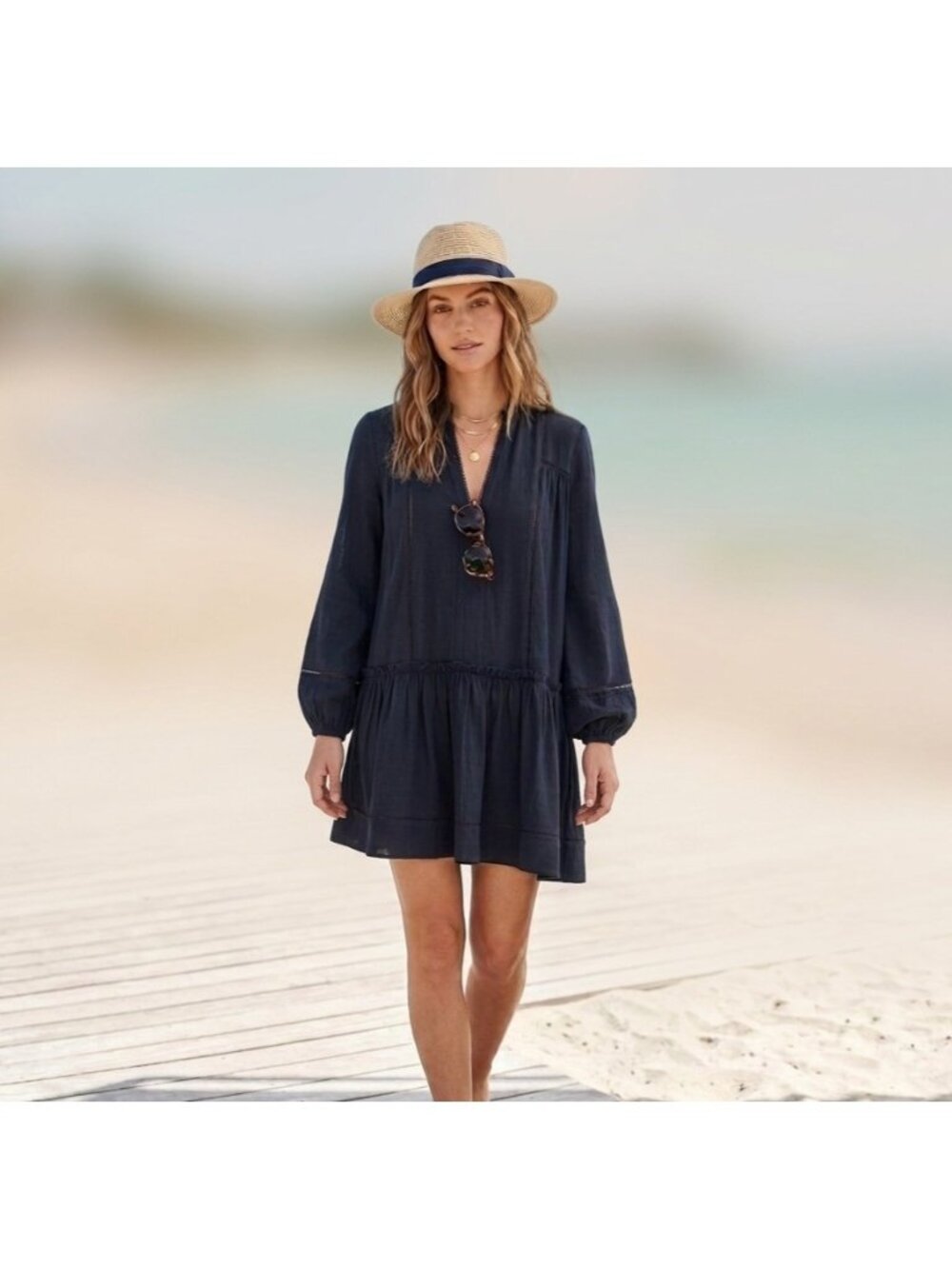Pomander Place by Tuckernuck Black Gauze Ophelia Swim Coverup Dress sz M Medium